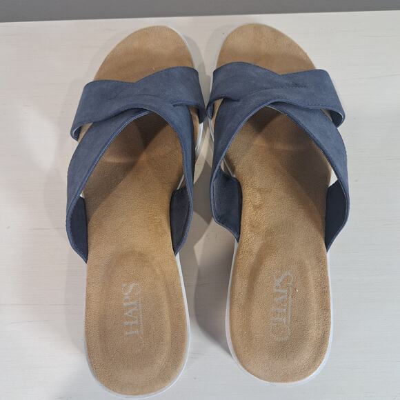 Chaps Women's Olessia Blue Faux Suede Wedge Sandals Slip-On Size 9 - Picture 4 of 8